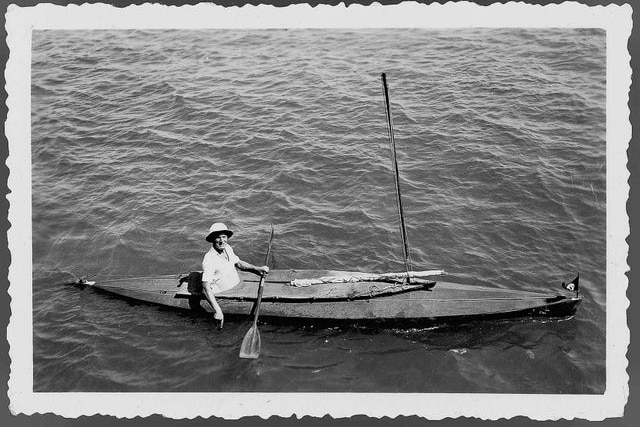 Oskar Speck in his kayak