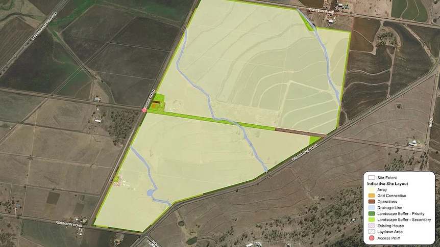Satellite view of Warwick Solar Farm site