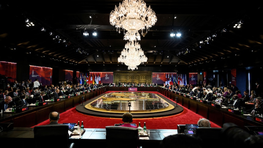 World leaders attend a working session on food and energy security during the G20 Summit.