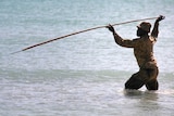 An indigenous soldier from NORFORCE hunts on Astell Island.
