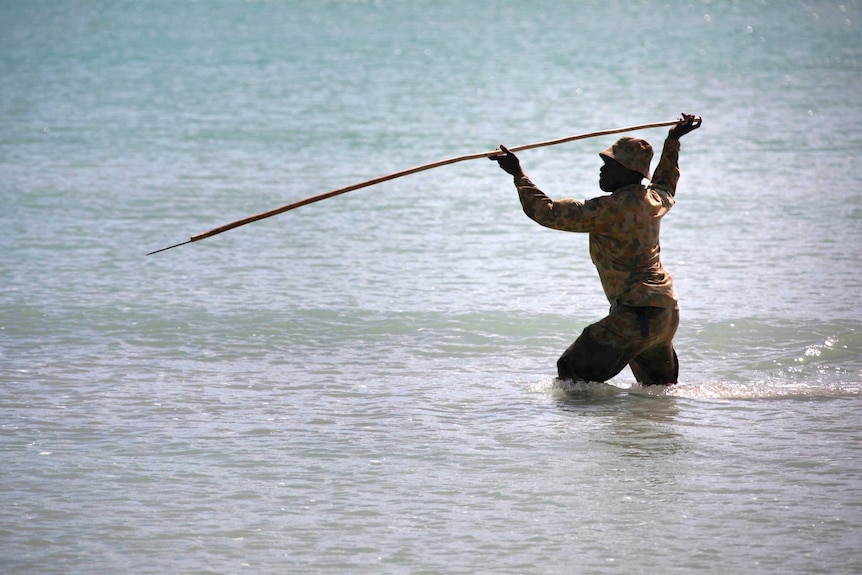 An indigenous soldier from NORFORCE hunts on Astell Island.