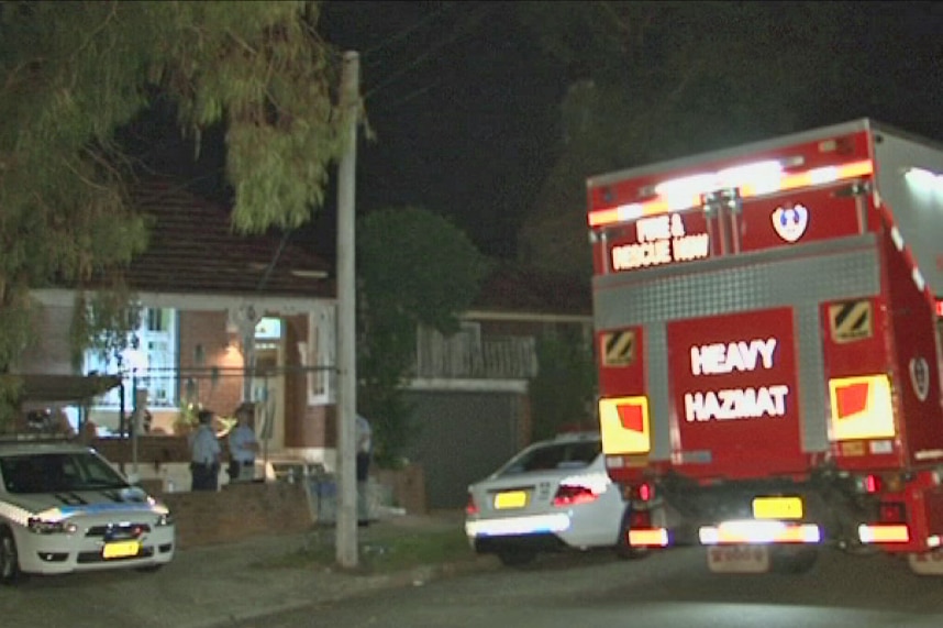 HAZMAT crews outside a suspected Sydney drug lab
