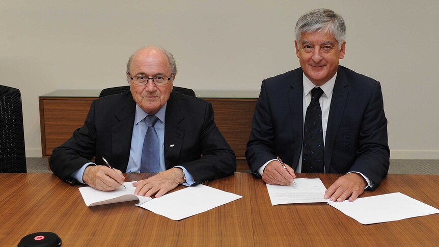 FIFA president Sepp Blatter and former FA chairman David Bernstein