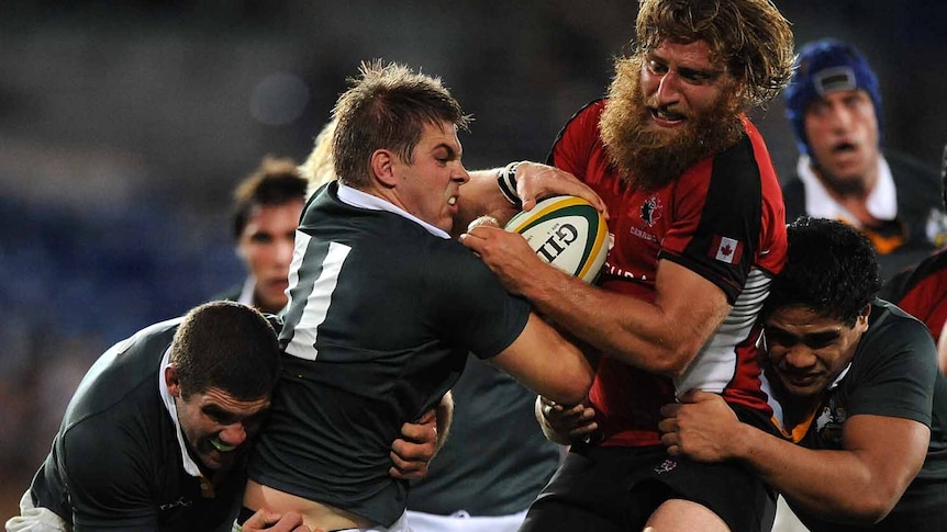 Drew Mitchell (L) scored two tries to make a strong claim for a starting berth in the Wallabies World Cup squad.