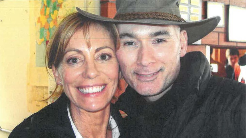 Andrew Best with actress Kerry Armstrong during filming.