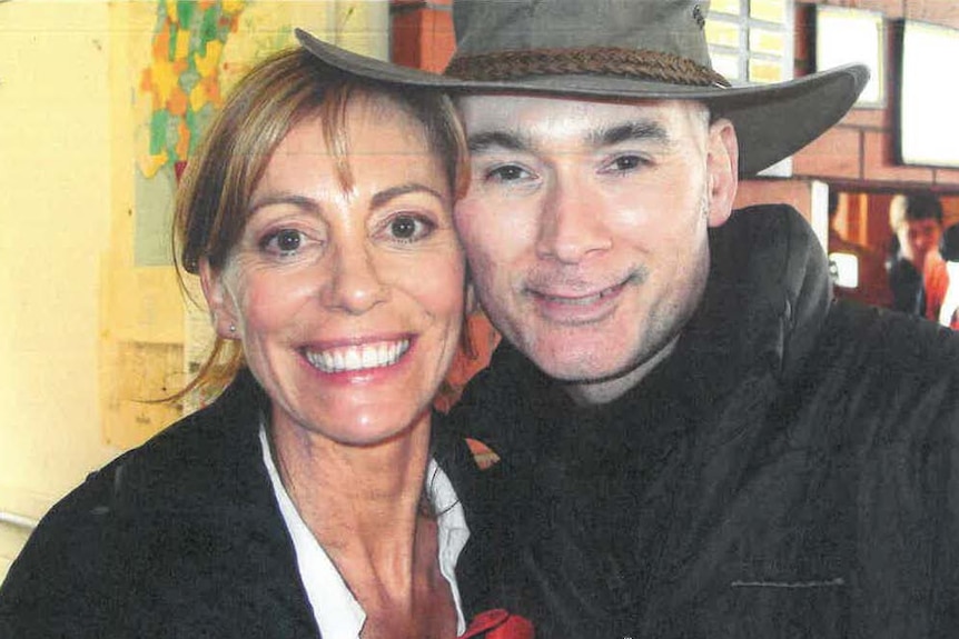 Andrew Best with actress Kerry Armstrong during filming.