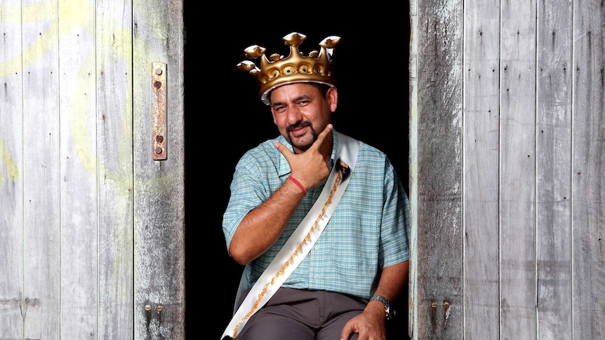 Monil Beotra of Rockhampton wearing the crown and sash he won as Mr Movember.