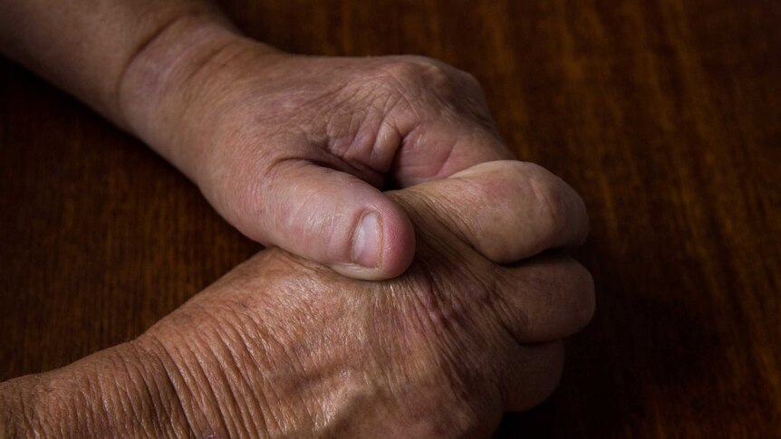 Hands of one of the women who was allegedly abused by Father Brian Conaghan.