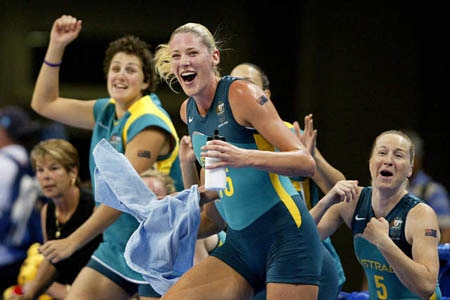 Lauren Jackson celebrates