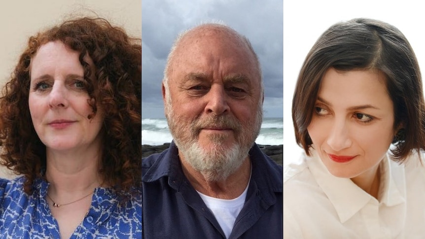 Author headshots left to right: Maggie O'Farrell, Robert Drewe, Zaheda Ghani