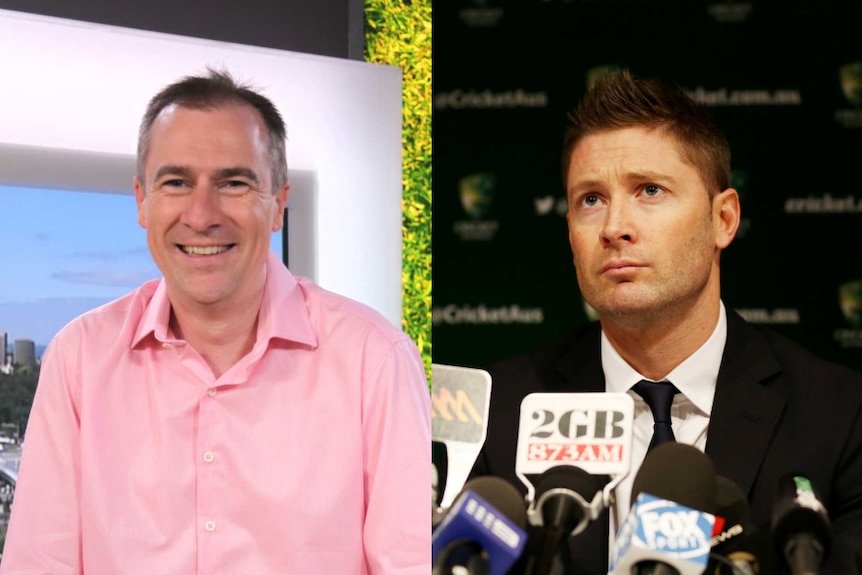 Composite image of Gerard Whateley and Michael Clarke.