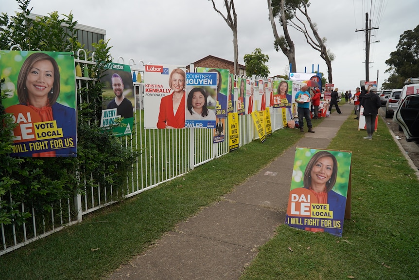 Election signs on a street