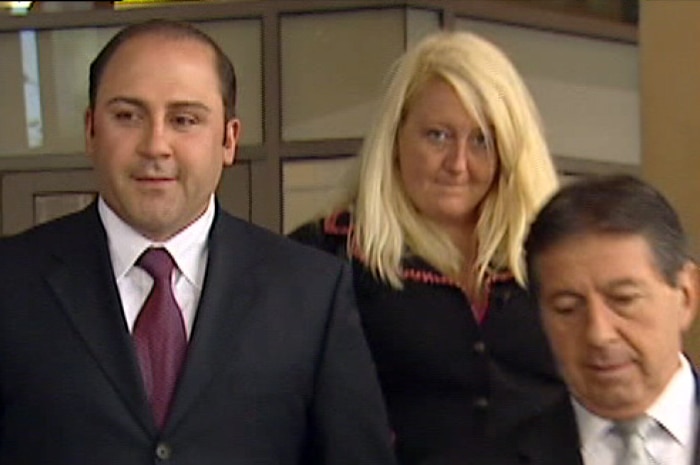 Tony Mokbel leaves the Melbourne Magistrates' Court with his lawyers Nicola Gobbo and Con Heliotis.