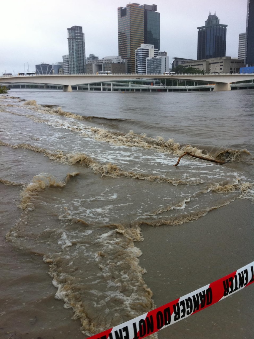 The Brisbane River bursts its banks