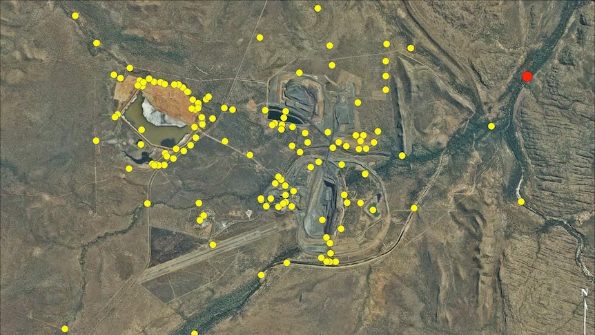 A photo released by McArthur River Mining, showing what it says are water monitoring points on and adjacent to the mine site.