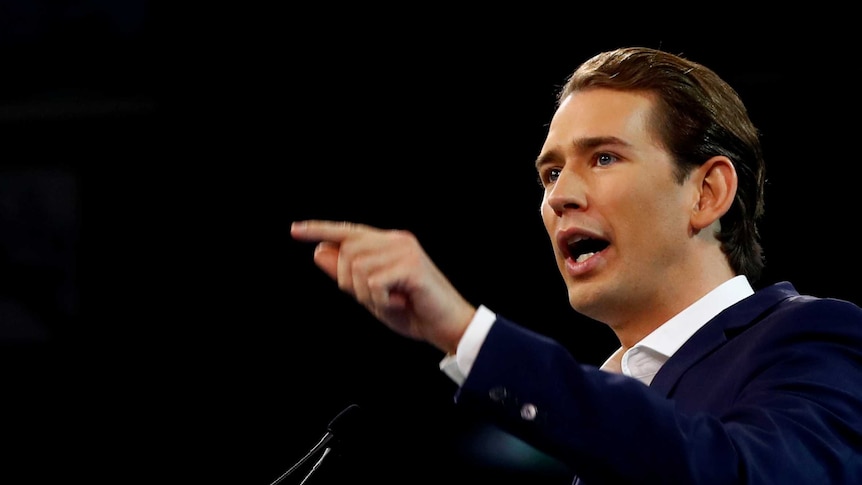 Sebastian Kurz delivers speech at his party's election campaign rally in Vienna, Austria