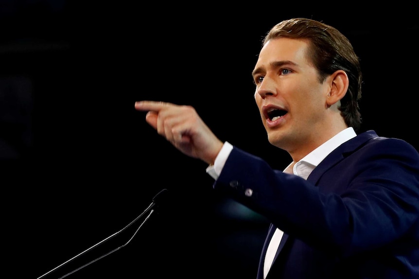 Sebastian Kurz delivers speech at his party's election campaign rally in Vienna, Austria