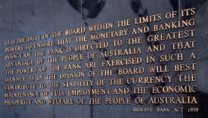 Reserve Bank Act plaque charter head office
