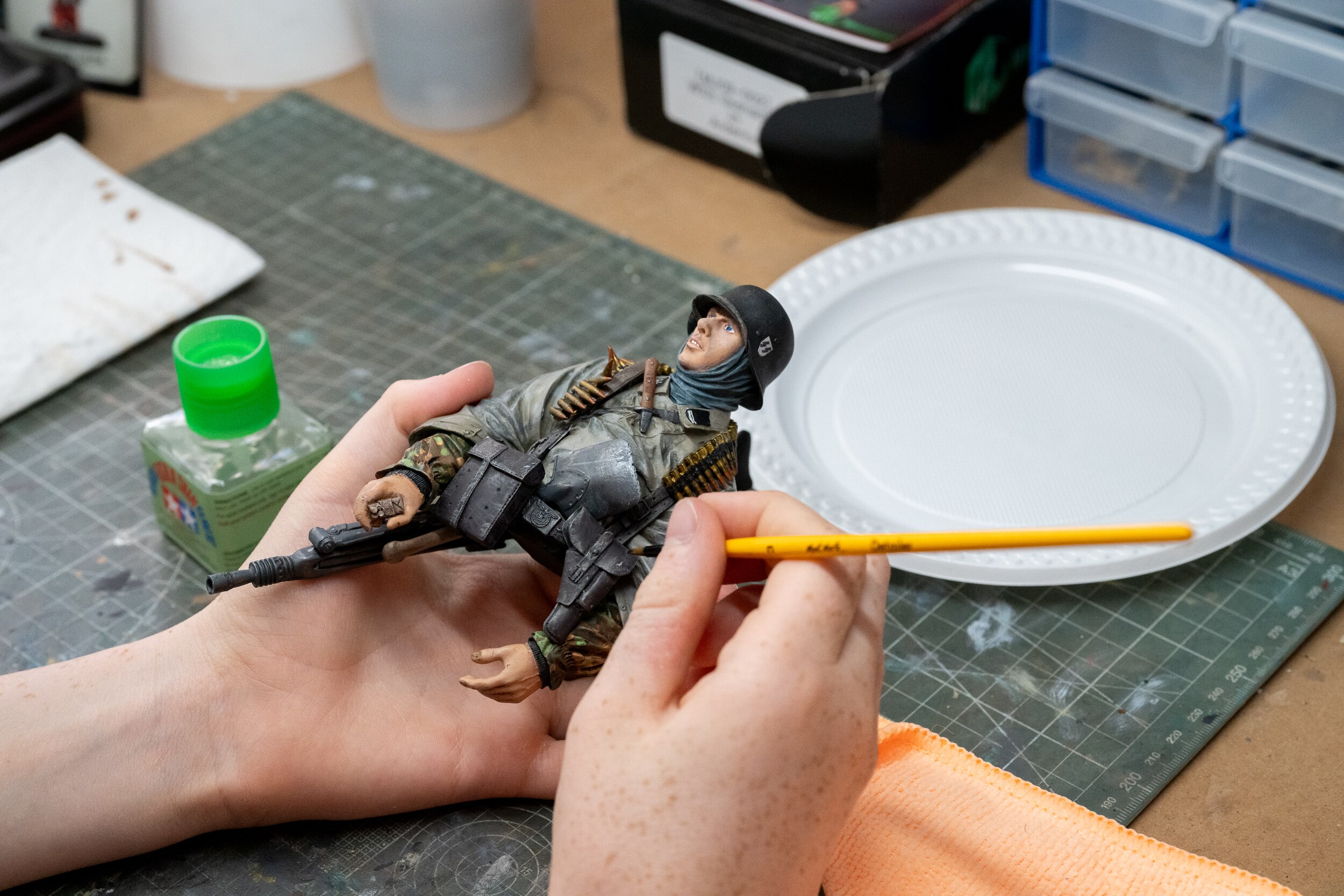 A military diorama featuring a tank.