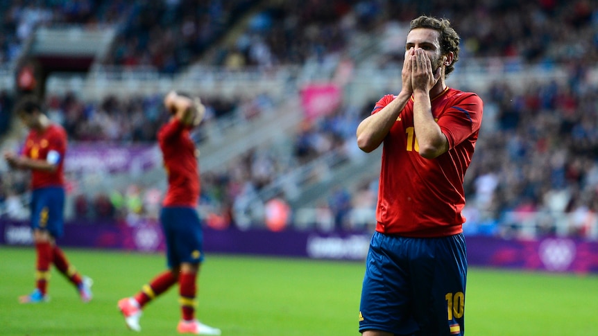 Over and out ... Juan Mata reacts during Spain's 1-0 loss to Honduras.