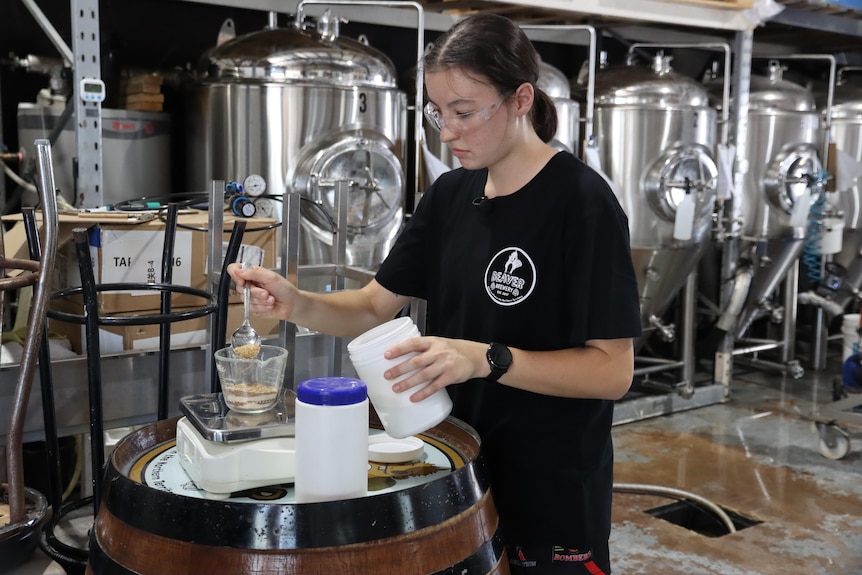 Nayana Patmore in the brewery.