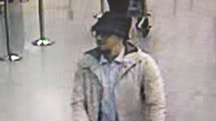 A photo released by Brussels Police showing one of the suspects in the deadly attack on the Belgian capital's airport.