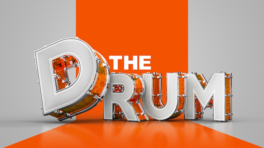 A graphic of the Drum's logo, on an orange background