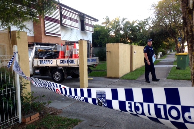 A crime scene set up at an address in Lawnton