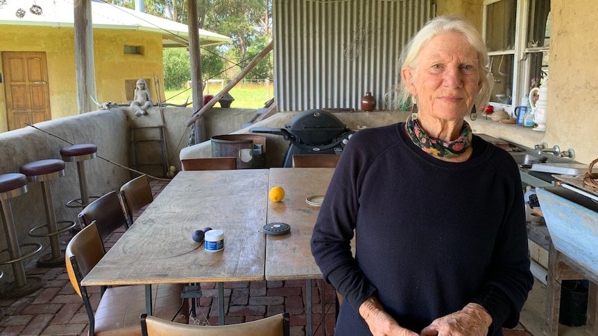 Artist Josephine Jakobi outside her shed studio.