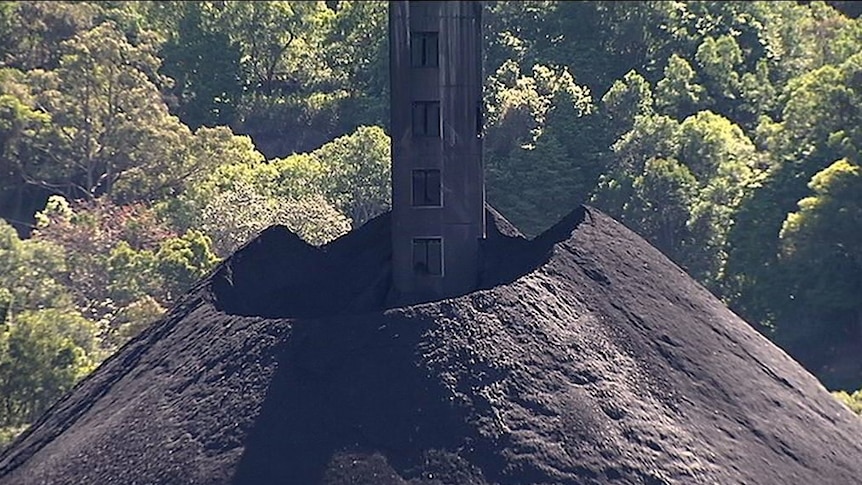 A coal stock pile at South32s Dendrobium mine,