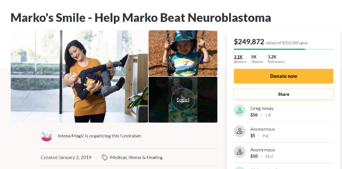 Marko and his mother on a GoFundMe website