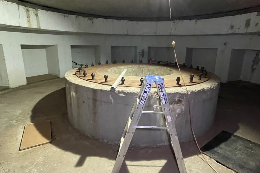Underground a 70-tonne gun turret turntable still to be refurbished and open to public viewing.