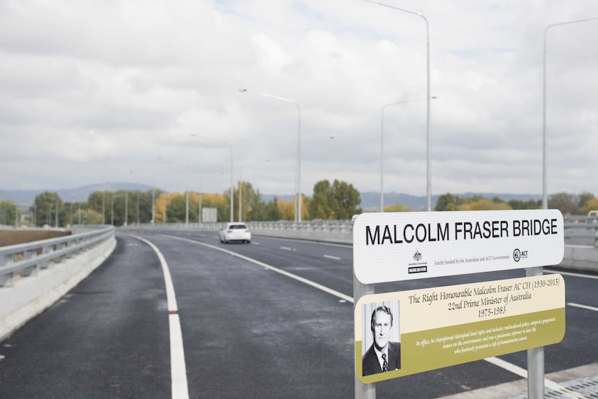 The newly opened Malcolm Fraser Bridge on the Majura Parkway.