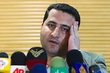 Shahram Amiri at a press conference