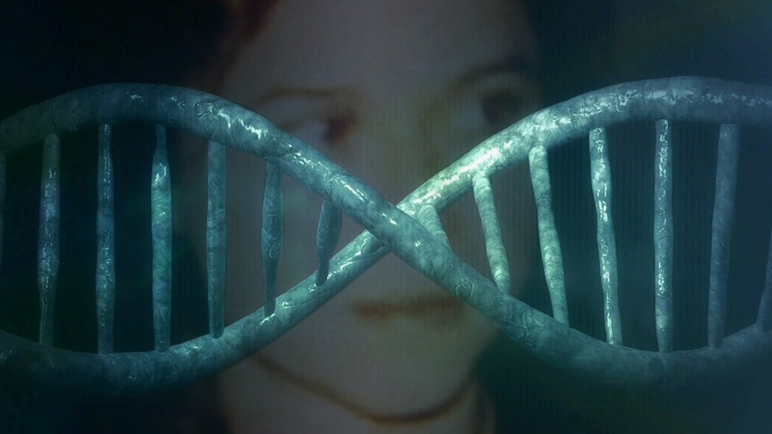 An image of a DNA strand across a photo of Ciara Glennon.