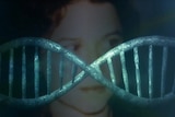 An image of a DNA strand across a photo of Ciara Glennon.