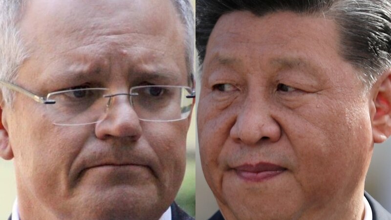 澳大利亚总理莫里森与中国国家主席习近平合成照片