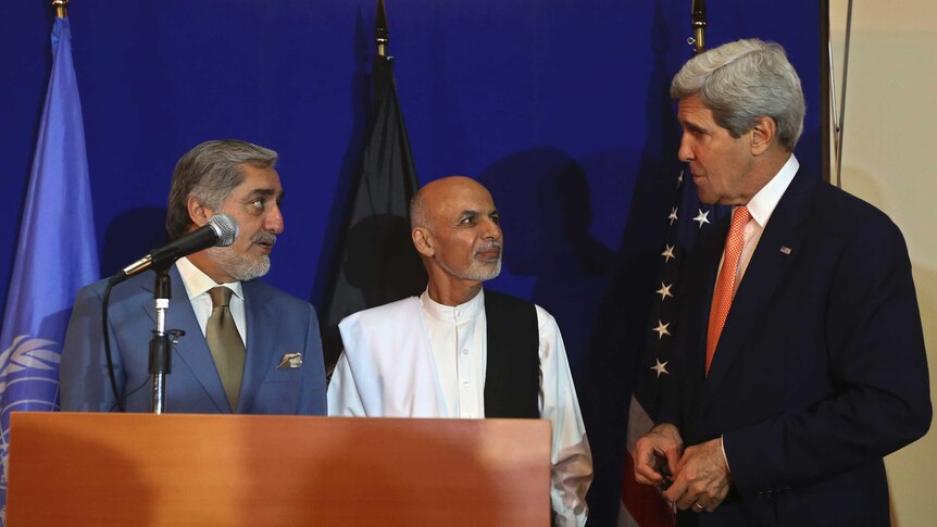 John Kerry with Afghan candidates