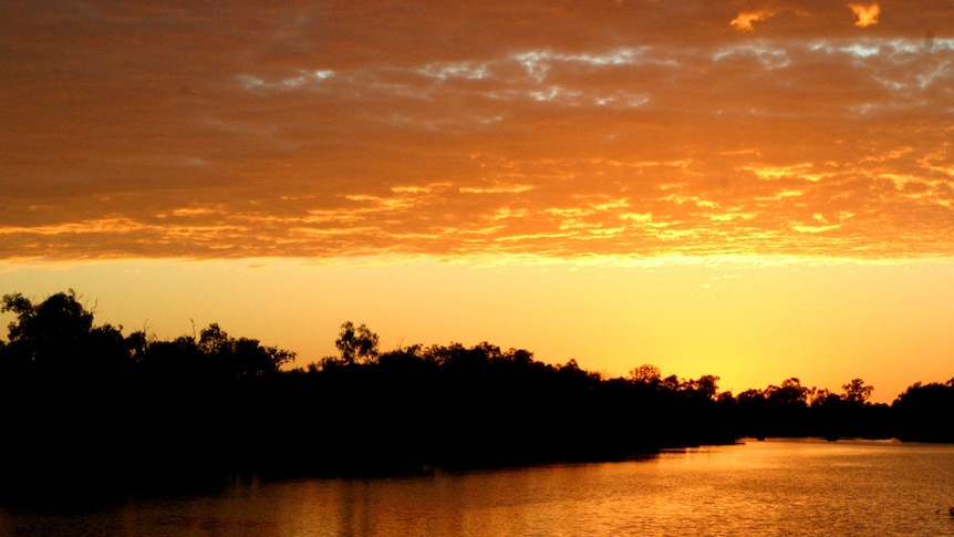 Longreach's Thomson River at sunrise on the first day of winter 2009