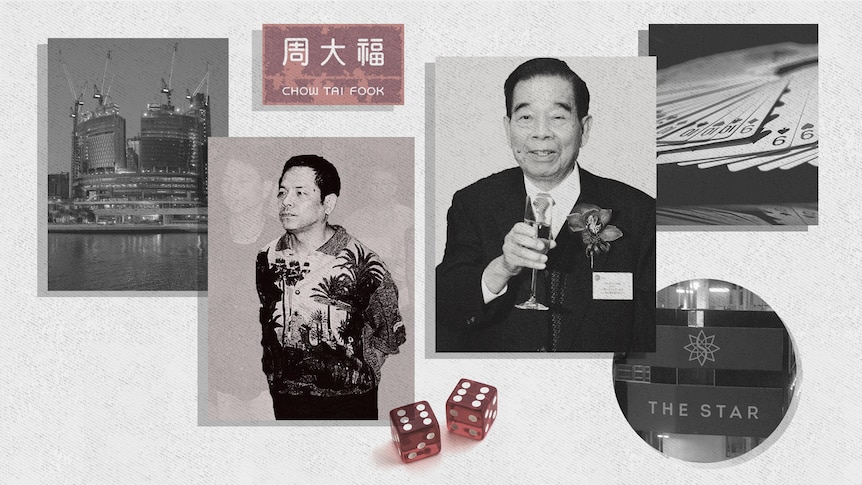 a composite of three men over the star casino background