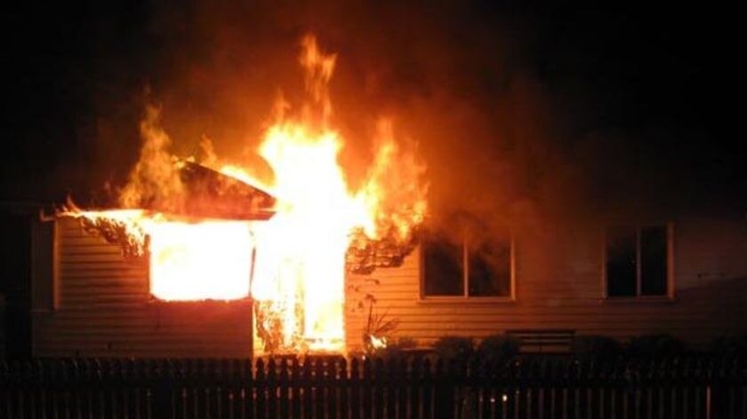 The Warrane house during last night's blaze.