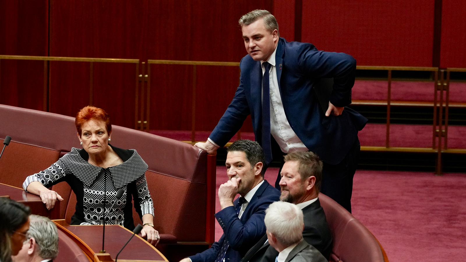 Pauline Hanson and other One Nation senators in the senate.