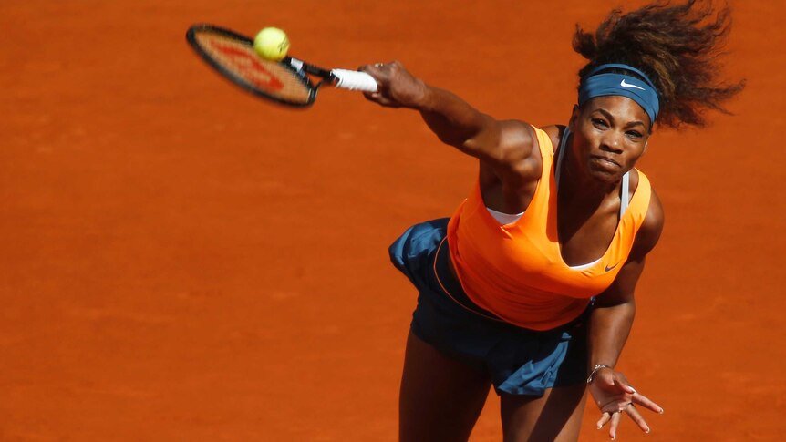 Serena Williams hits a shot at the Madrid Masters