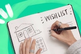 Woman creating her home wish list with a notebook to depict an article about a 5-step house buying checklist.