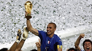 Italian captain Fabio Cannavaro lifts the World Cup