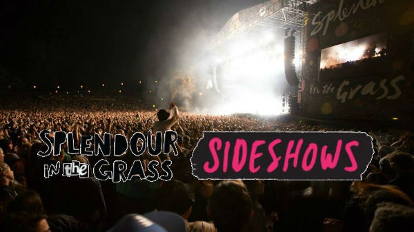 A Splendour In The Grass crowd with a logo of Splendour In The Grass sideshows laid over the top