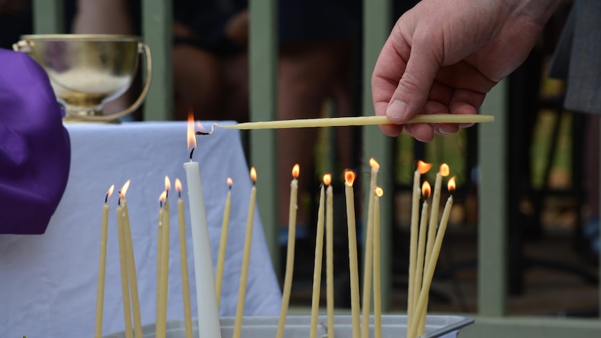 Candle lighting ceremony as part of the Ritual of Lament.