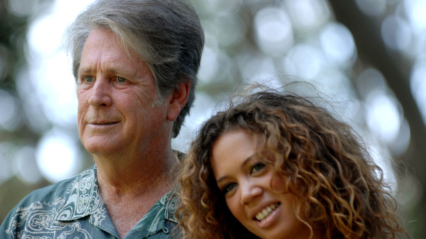 American musician Brian Wilson (L) with Australian singer Jade McRae.