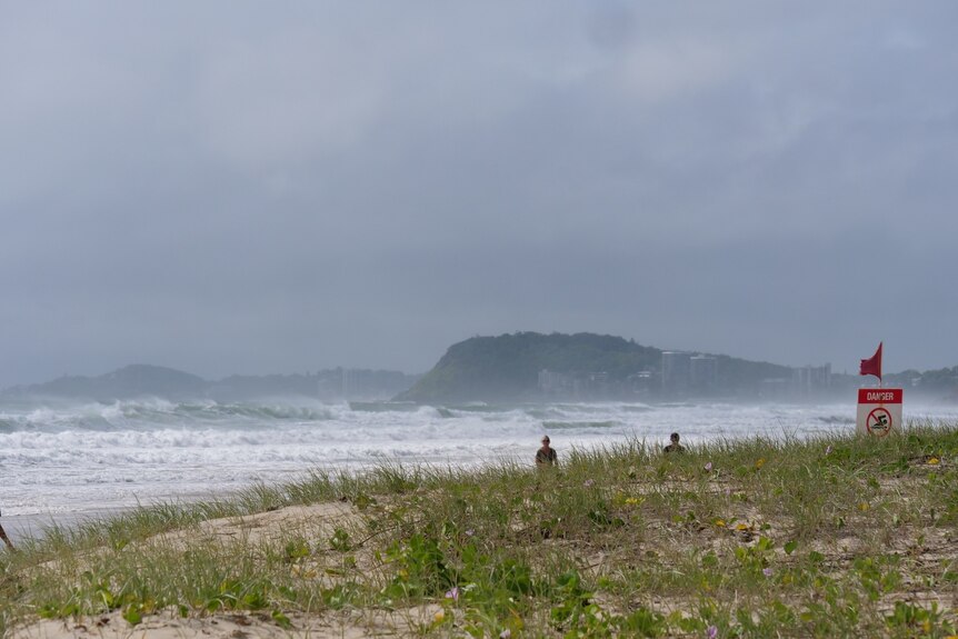 Rough beach conditions at Mermaid Beach as ex-Tropical Cyclone Seth sits offshore 