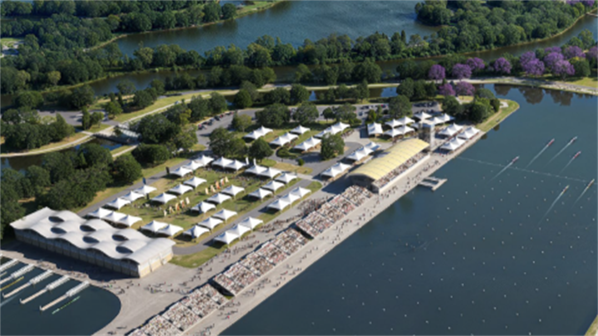 Uma impressão artística de um curso de remo.